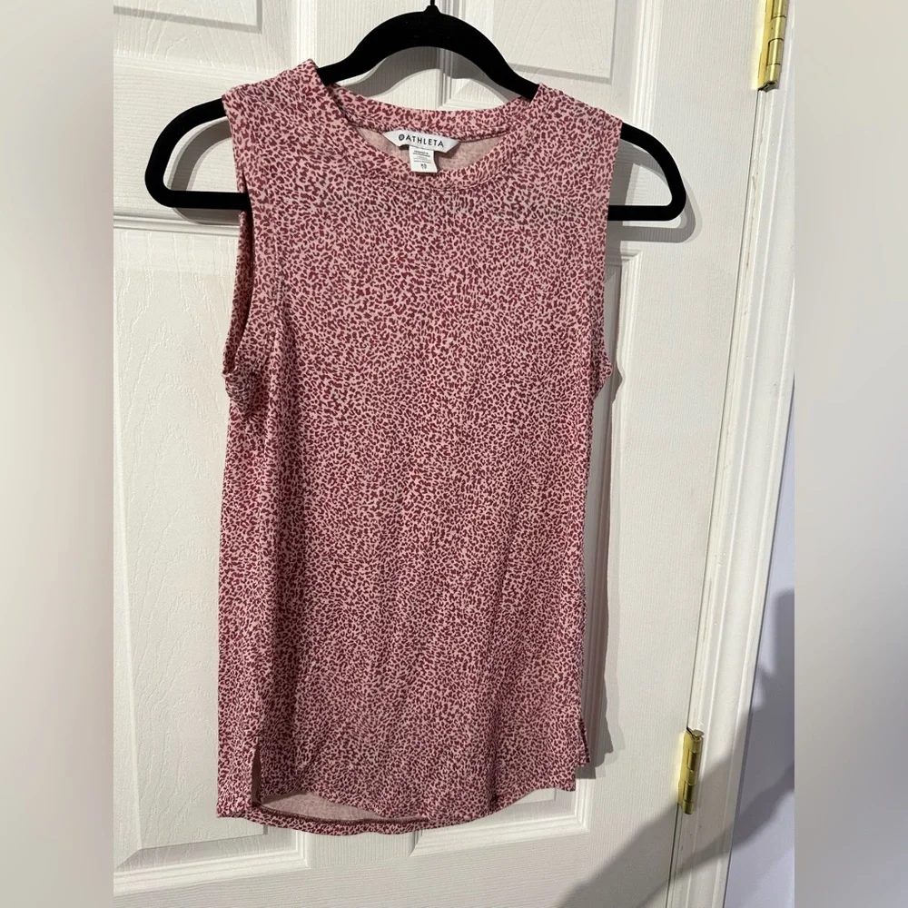 Athleta Leopard Print Pink Sleeveless Muscle Tee (XS) - Picture 7 of 16